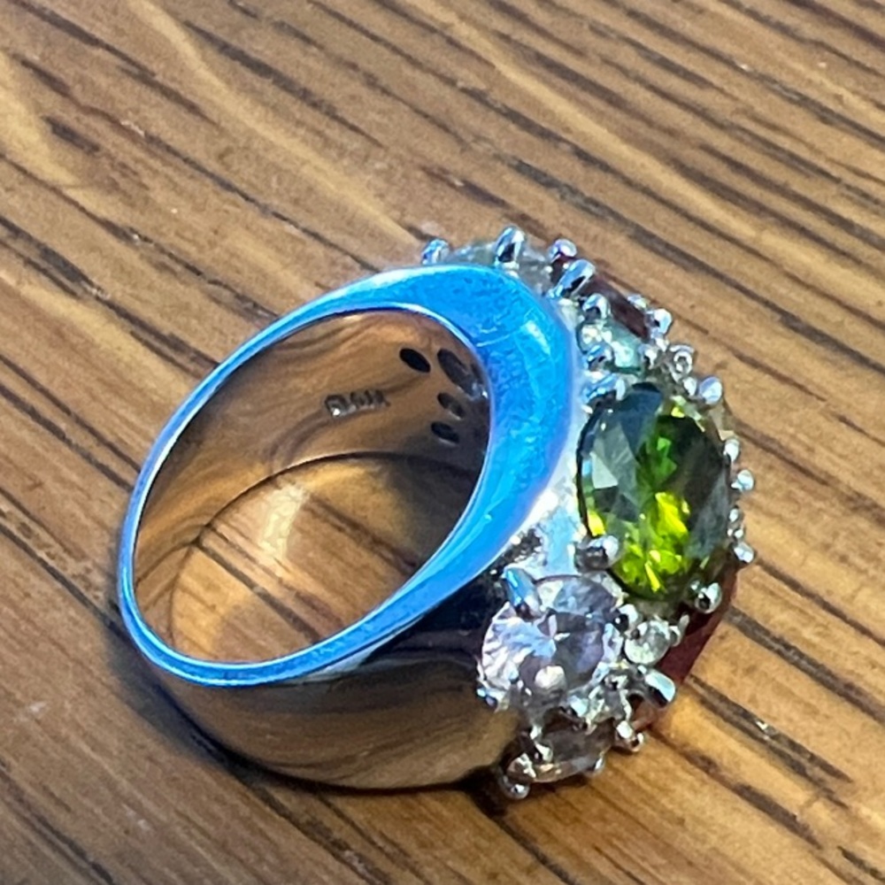 Multi-Gemstone Silver Cocktail Ring - Multicolor - image 2